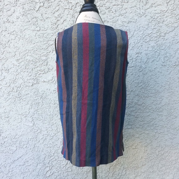 Vintage Striped Multicolored Button Chain Vest - Picture 4 of 7